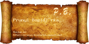 Prunyi Boglárka névjegykártya